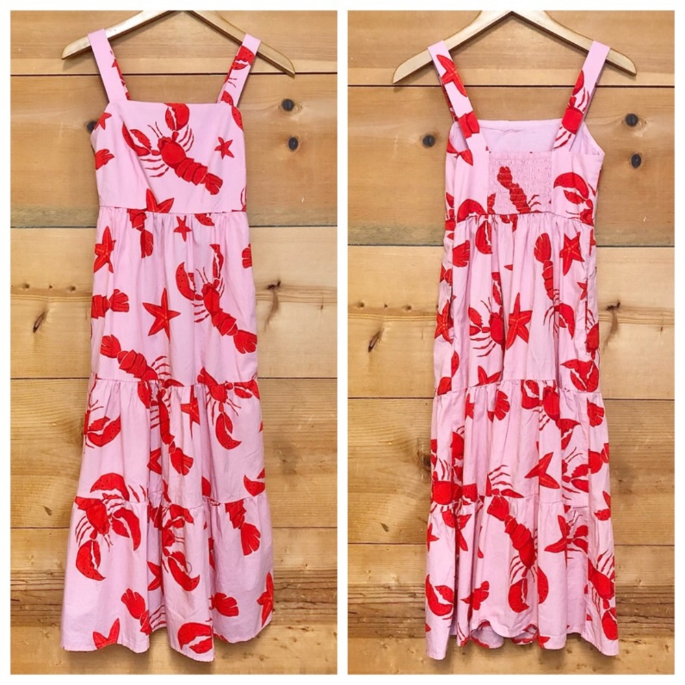 Jcrew Lobster square neck midi sleeveless picnic summer boil New Orleans dress